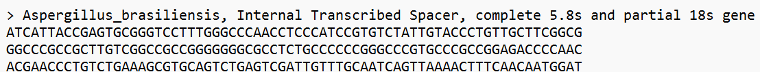 Figure 4 - FASTA Format